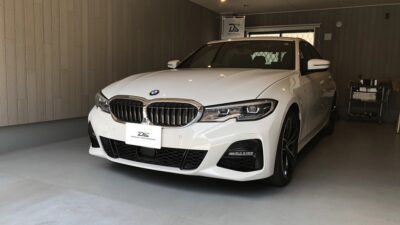 BMW330i Mスポーツ　ボンネット凹み　デントリペア