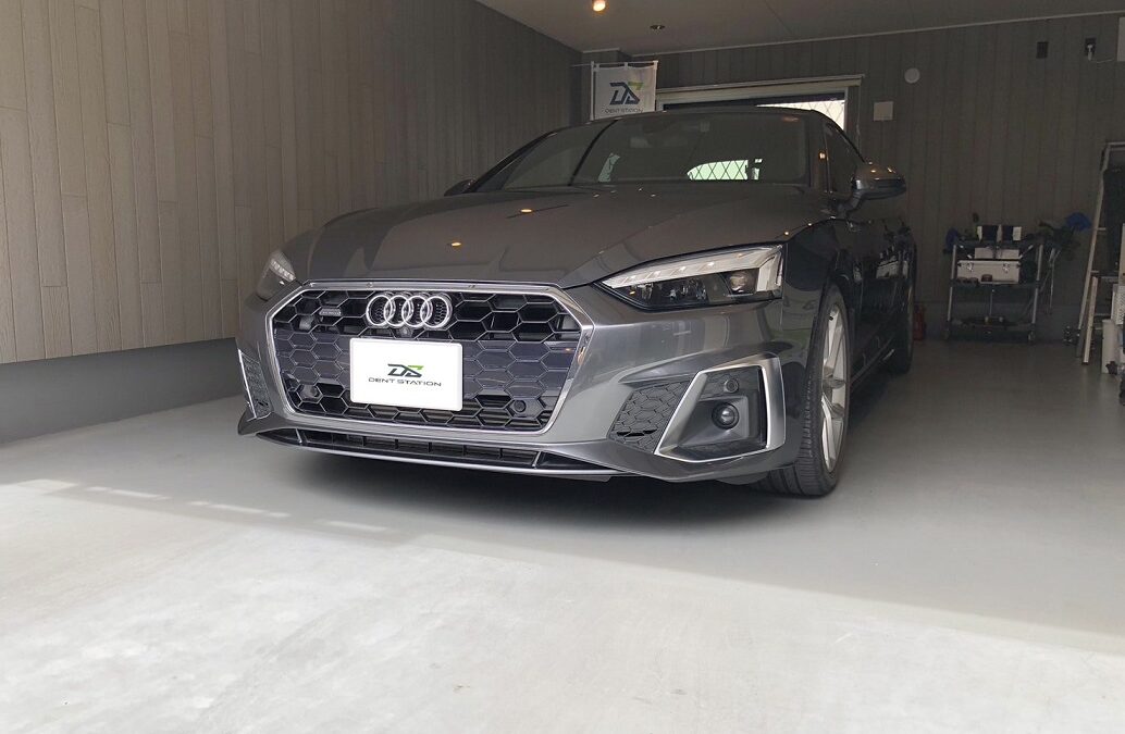【大和市】アウディ・A5　運転席側ドア凹み　デントリペア（ドアパンチの凹みも即日解決）