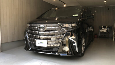 【海老名市】トヨタ・アルファード（40系）　助手席側ドアヘコミ　デントリペア（ドアパンチ被害による凹み）　　