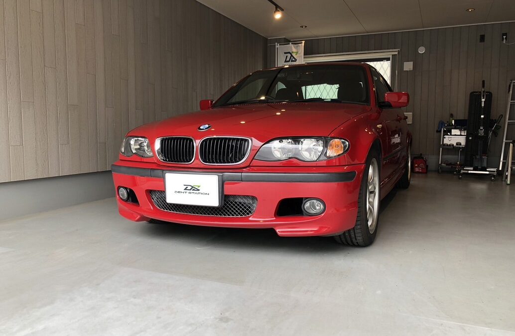 【藤沢市】BMW・318i（E46） 左リアドア凹み修理　デントリペア