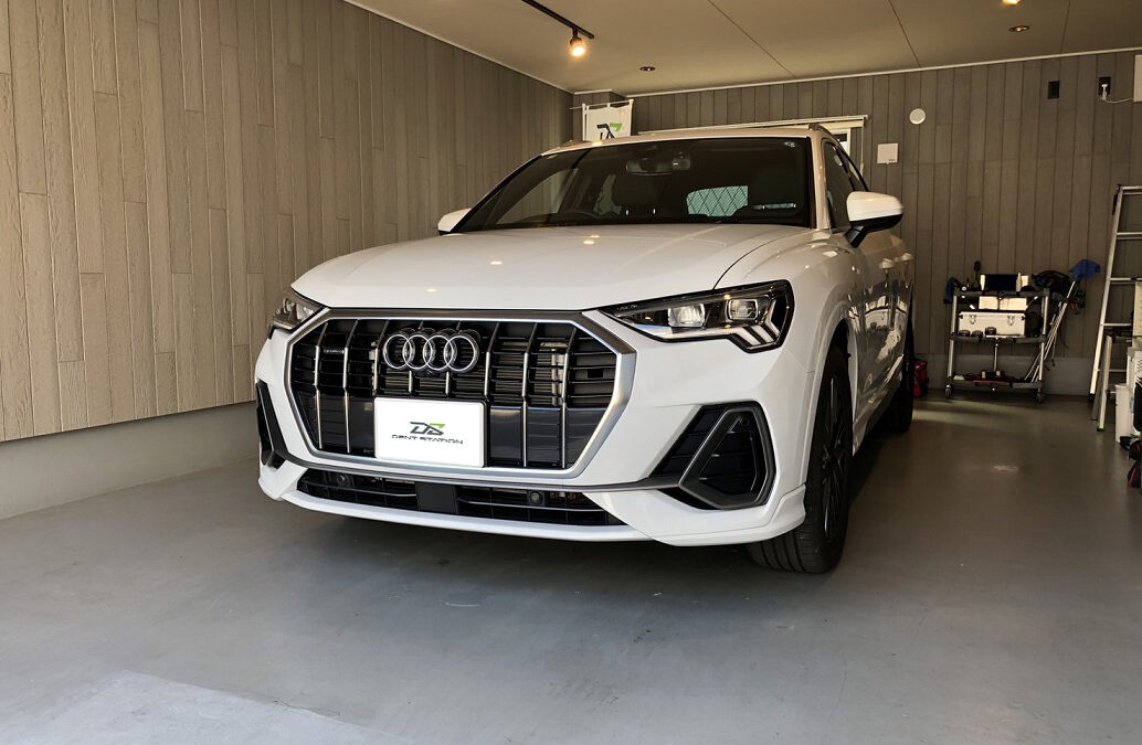 【平塚市】アウディ・Q3　右フロントドア凹み修理　デントリペア