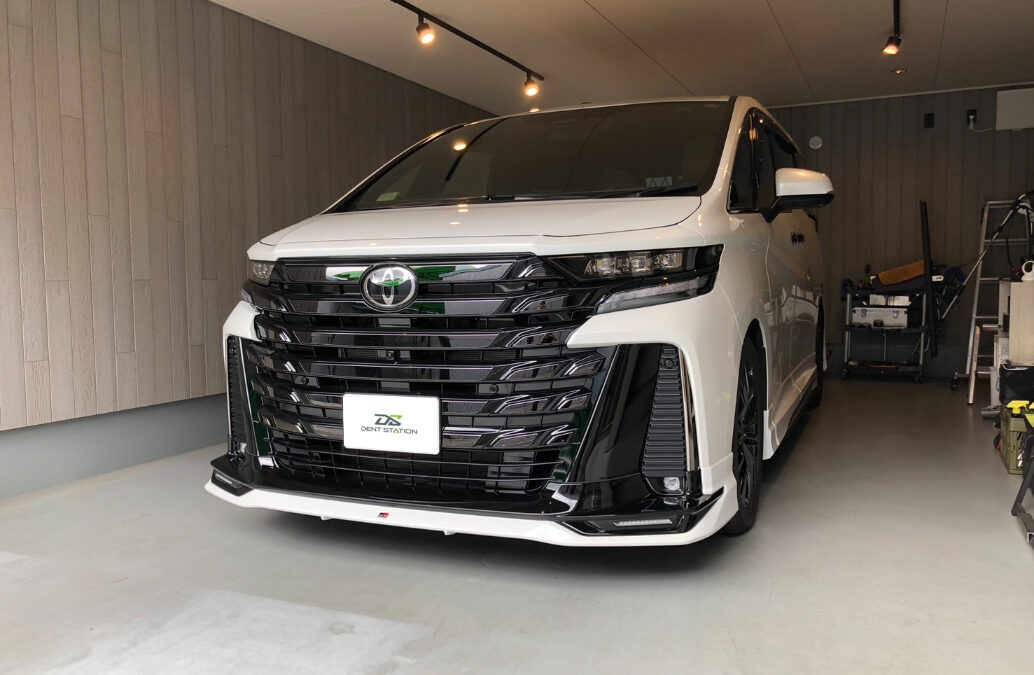 【海老名市】トヨタ・ヴェルファイア 左フロントフェンダーの凹み修理