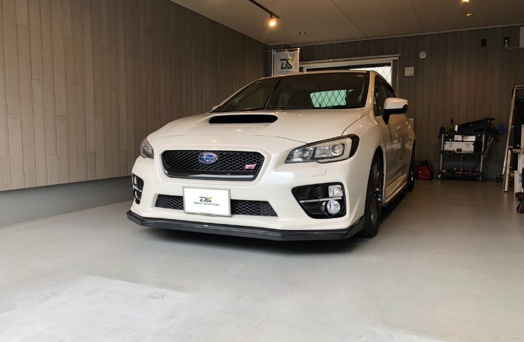 【座間市】スバル・WRX　左フロントフェンダー凹み修理　デントリペア